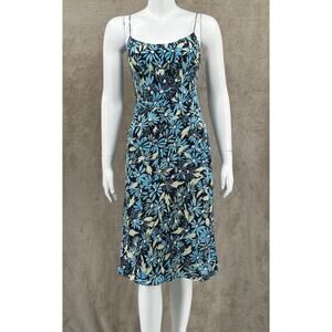 Vintage Express Dress‎ Womens 1/2 Navy Floral A-Line Babydoll Y2K Summer Slip